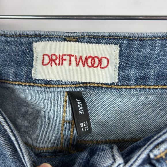 Driftwood Jackie Star Stripe High Rise Skinny Jeans Medium Wash Womens Size 24 - Picture 6 of 12